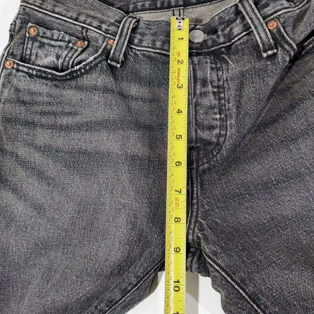 Levis 501 Jeans Button Fly  28"w 27.5"L Washed Black Denim Cotton Brass Rivited - Picture 5 of 16